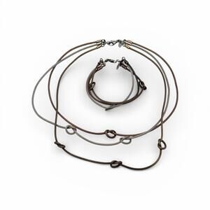 Italian Design Sterling Silver Multi-Strand Necklace & Bracelet Set